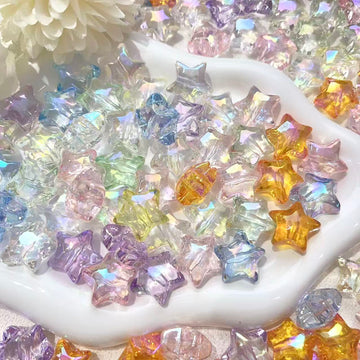 S934 キラキラ星【クリア多面カット、大きい穴、アクリル、18mm】