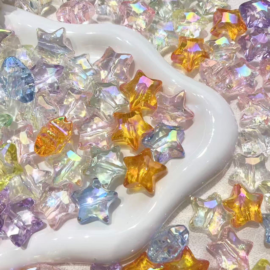 S934 キラキラ星【クリア多面カット、大きい穴、アクリル、18mm】