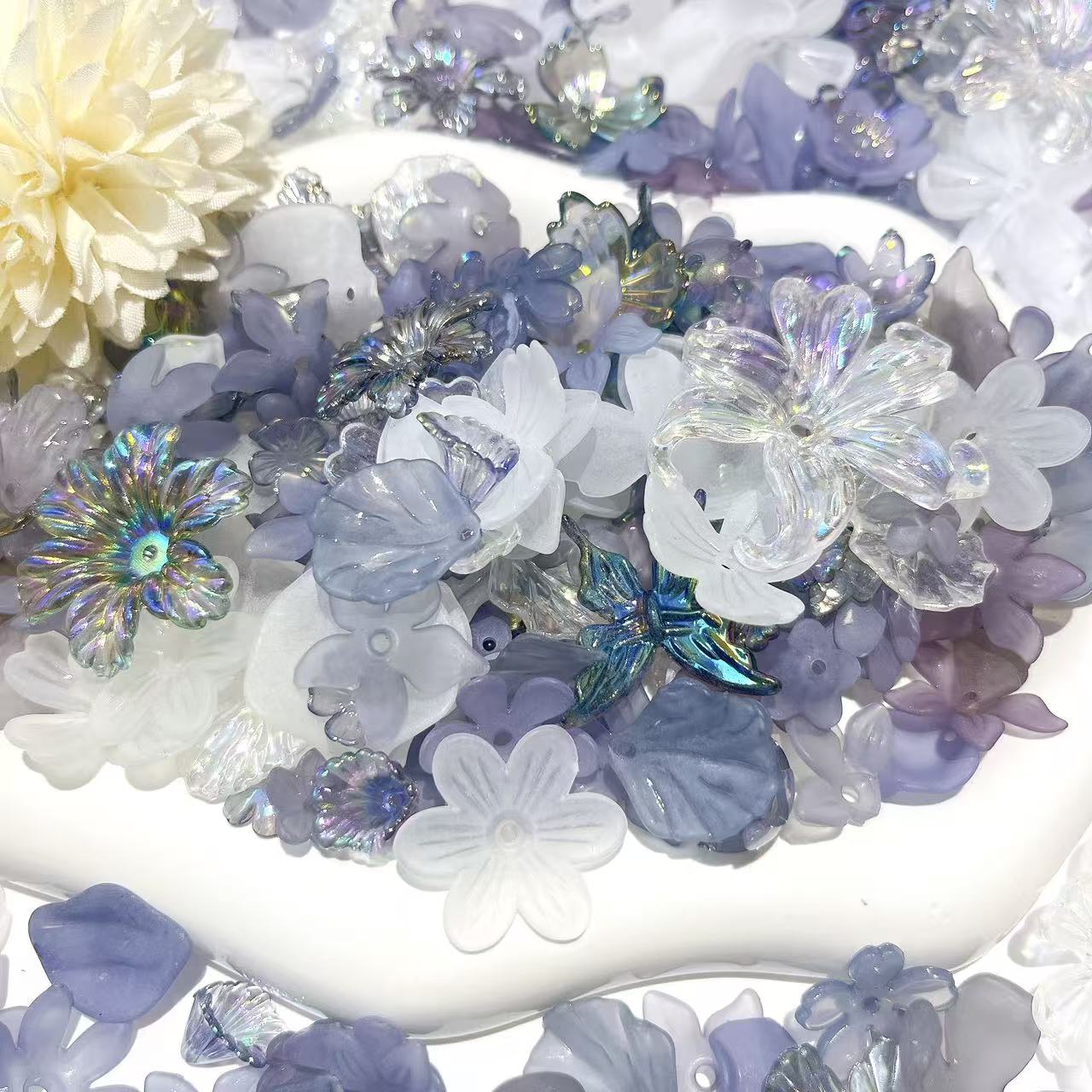 【M237 MRK】花世界　300ml星ボトル入れ　花びら　葉っぱ　穴付き　花リース