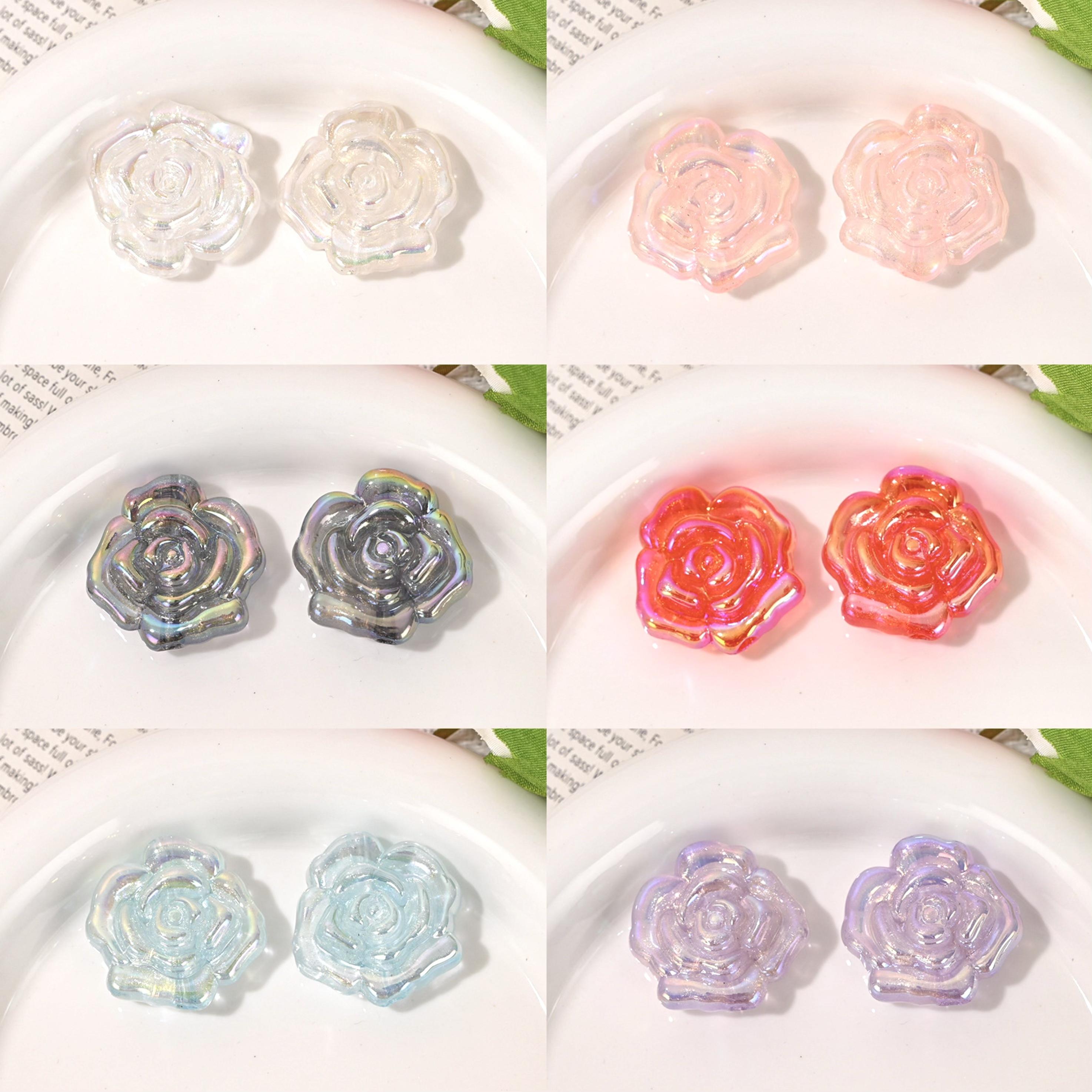 A65 夜光薔薇 ５個セット アクリル サイズ30mm ラメつき ストラップ用