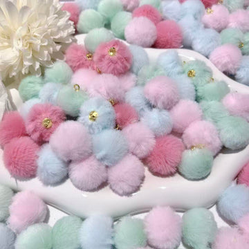 【M125 MRK】 マカロン色ポンポンビーズ 全部カンツキ 可愛い フワフワ 癒される　リース用