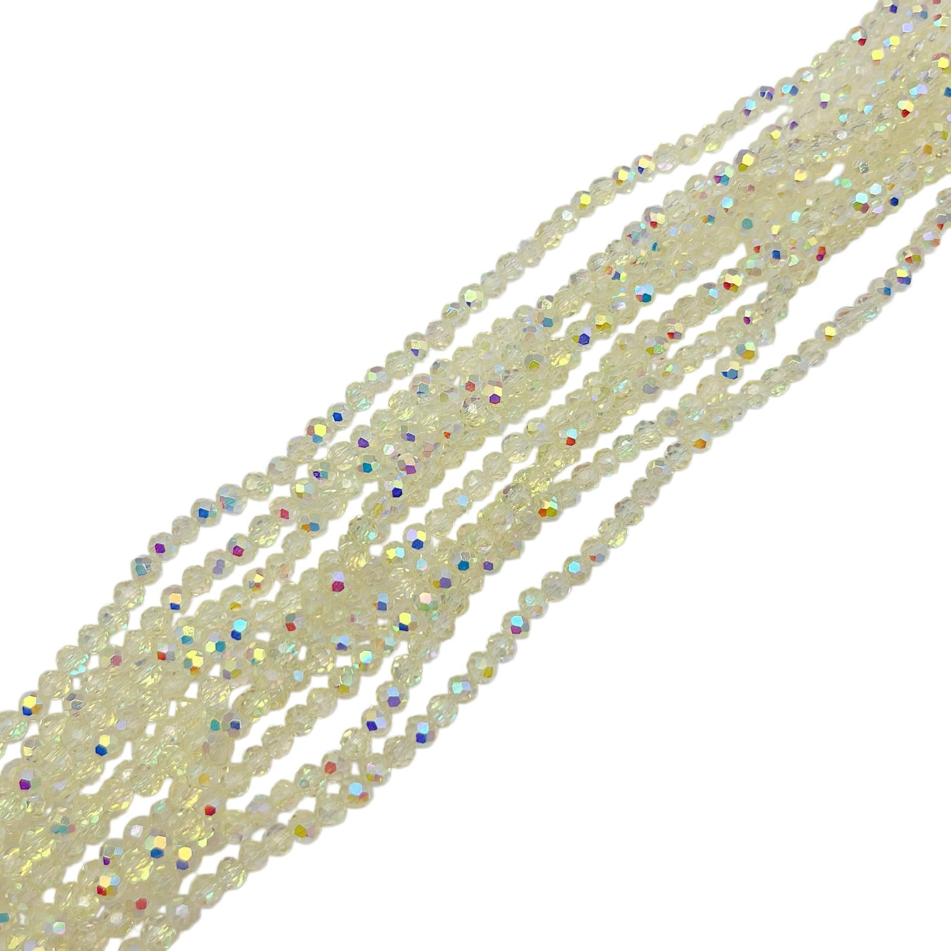 ガラスカット面4mmビーズ ５本セット ラメつき  ハンドメイド