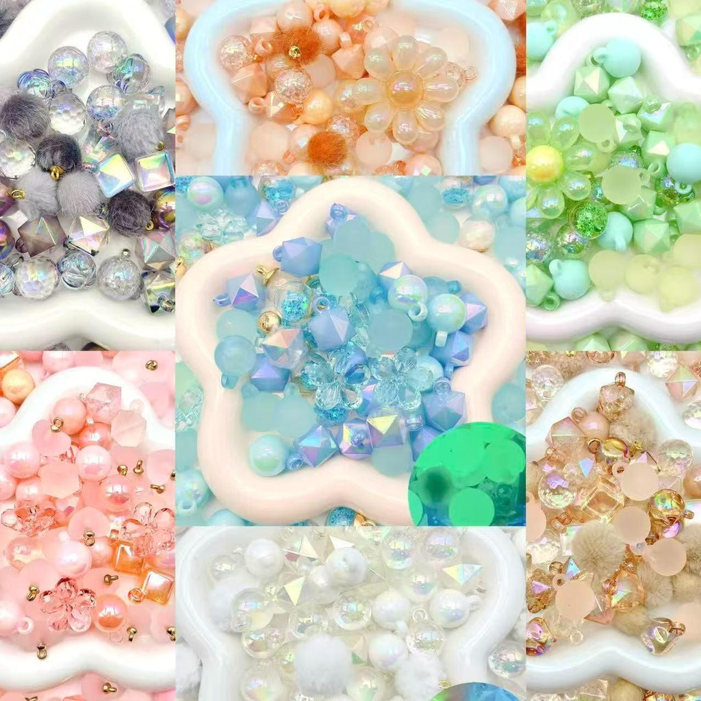 A81 全部かんつきビーズ  アクリル ガラス リース用 16mm 一部分夜光