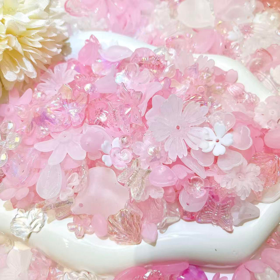 【M237 MRK】花世界　300ml星ボトル入れ　花びら　葉っぱ　穴付き　花リース